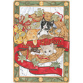 Cats-Wreath<br>Item number: C498: Cats Holiday Merchandise Holiday Greeting Cards 