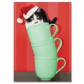 Christmas Card - Black Cat in Mug<br>Item number: DS3-26XMAS: Cats Holiday Merchandise Christmas Items 