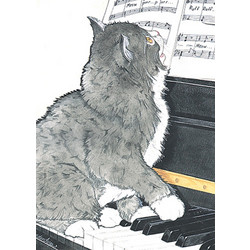 Cats-Piano Kitty Birthday Cards