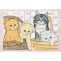 Cats-Kitties in a Basket Birthday Cards