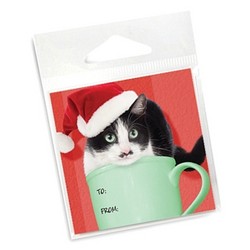 10 Pack of Holiday Gift Tags - Black Cat