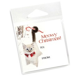 10 Pack of Holiday Gift Tags - White Kitten