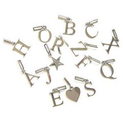 Letter Charms (5/pk) - Silver