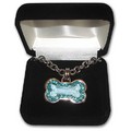 Sterling Silver Bone with Blue Glitter and Crystals: Dogs Accessories Jewelry 