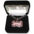 Sterling Silver Bone with Pink Glitter and Crystals: Dogs Accessories Jewelry 