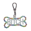"BITCH" RAINBOW BONE CRYSTAL DANGLE CHARM<br>Item number: JR-001: Dogs Accessories Collar Charms 