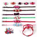 Embellished Solid Petal Flowers Collar: Dogs Collars and Leads Fabric 