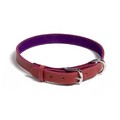 COLLARZ Leather Purple Suede - 3/4" x 16-20" - Red w/pink stitch, purple suede reverse: Dogs Collars and Leads Leather 