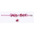 Gingham Ribbon Petal Flower w/ Pearls Leash: Dogs Collars and Leads Fabric 