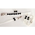Embellished Formal Black Bow Tie - White Collar: Dogs Collars and Leads Nylon, Hemp & Polly 