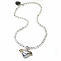 Sterling Silver Heart with Gold Wings Necklace: Dogs Accessories 