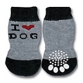 Grey & Black 'I Love Dog' Doggy Socks: Dogs Pet Apparel 