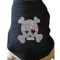 Skull and Crossbones w/ Heart Eyepatch Rhinestone Dog T-shirt: Dogs Pet Apparel 