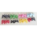 Small Gingham Pearl 2 Bow Barrettes: Dogs Pet Apparel 