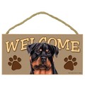 Wood Welcome Signs - 5" x 10" (Breeds Rottweiler-Yorkie): Dogs For the Home Decorative Items 