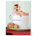 Christmas Card - Golden Puppy in Mug<br>Item number: DS3-27XMAS: Dogs Gift Products Greeting Cards 
