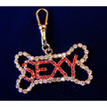 "SEXY" CRYSTAL BONE DANGLE CHARM: Dogs Gift Products Novelty Items 