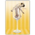 Friendship Card - Pug in wine glass<br>Item number: DS2-06FRIEND: Dogs Gift Products Greeting Cards 