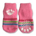 Pink with White Paw Doggy Socks: Dogs Pet Apparel Miscellaneous 