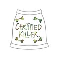 Certified Killer - White Dog Tank with Camo Writting: Dogs Pet Apparel Tanks 