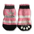 Black, White and Pink Queen Doggy Socks: Dogs Pet Apparel Miscellaneous 