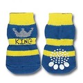 Blue & Yellow King Doggy Socks: Dogs Pet Apparel Miscellaneous 