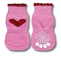 Pink with Red Heart Doggy Socks: Dogs Pet Apparel Miscellaneous 
