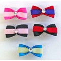 Grosgrain Double Stripe with Rhinestone Barrettes: Dogs Pet Apparel Hair Accessories 