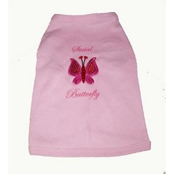 Dog T shirt  Social Butterfly on Pink