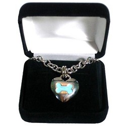 Sterling Silver Baby Heart Bone Necklace - Blue