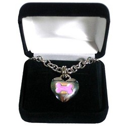 Sterling Silver Baby Heart Bone Necklace - Pink