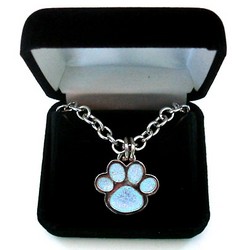 Sterling Silver Blue Glitter Paw Necklace