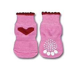 Pink with Red Heart Doggy Socks