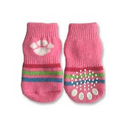 Pink with White Paw Doggy Socks