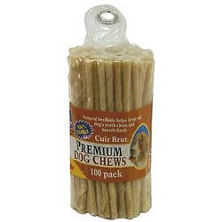 WHITE TWISTED CHEW STICKS   100 PACK