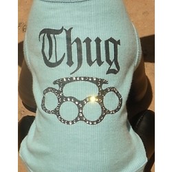 Thug Brass Knuckles Rhinestone Dog T-shirt