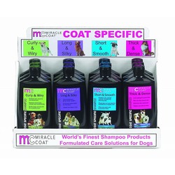 Miracle Coat 12 bottle Counter Display for Coat Specific Dog Shampoos