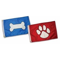 Red or Blue Dog Paw or Bone Flag
