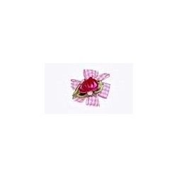 Gingham Ribbon Petal Flower and Rosette w/ Pearls Elastics