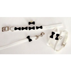 Embellished Formal Black Bow Tie - White Collar