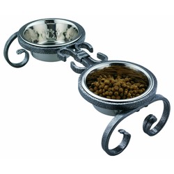 Mini Wrought Iron Diners w/ Stainless Steel Bowls- 4" Tall