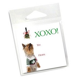 10 Pack of Holiday Gift Tags - Yorkie & Mistletoe