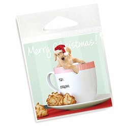 10 Pack of Holiday Gift Tags - Golden Coffee Mug