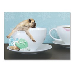 Christmas Card - Pug in Coffee Cup