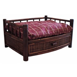 Tropical Island Bamboo Pet Bed with Cushion
