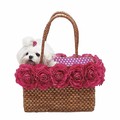 Blooming Straw Pet Tote<br>Item number: 05090122: Dogs Travel Gear 