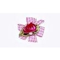 Gingham Ribbon Petal Flower and Rosette w/ Pearls Elastics<br>Item number: 14040122E: Dogs Pet Apparel 