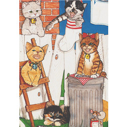 Cats-Backyard Kitties Birthday Cards