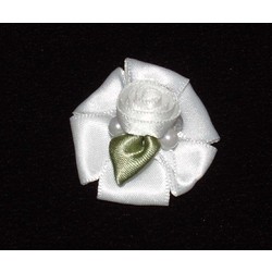 White Wedding Petal Flower with Rosette & Pearl Elastics