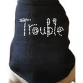 Trouble Rhinestone Dog T-shirt